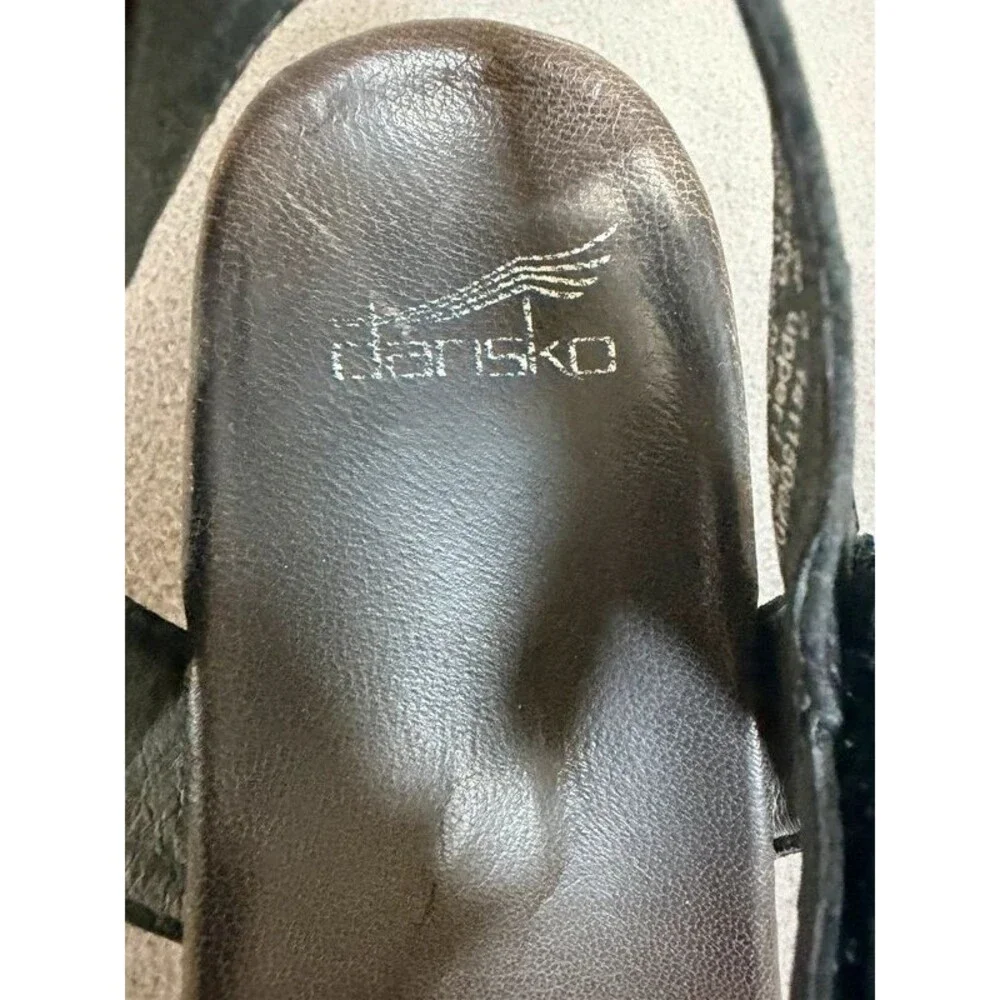 Dansko Women’s Black Leather Strappy Sandals- Size 40